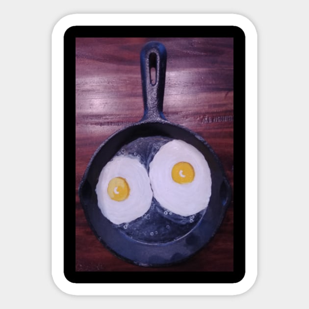 Fried eggs in a skillet Sticker by Matt Starr Fine Art